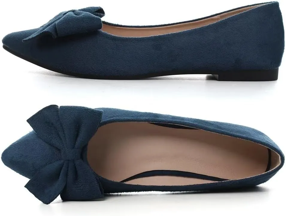 Stunner Womens Flats Fashion Pointed Toe Bowknot Ballet Flats Cute Slip On Dress Flats Comfortable Party Wedding Flats