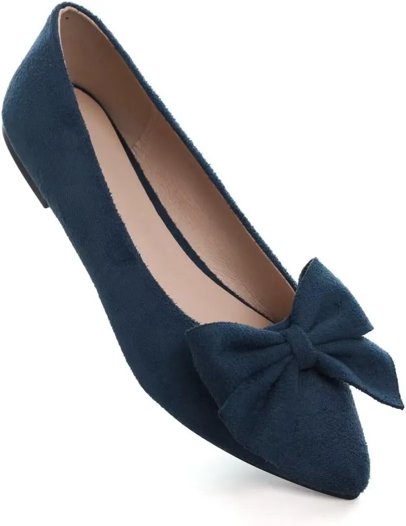 Stunner Womens Flats Fashion Pointed Toe Bowknot Ballet Flats Cute Slip On Dress Flats Comfortable Party Wedding Flats