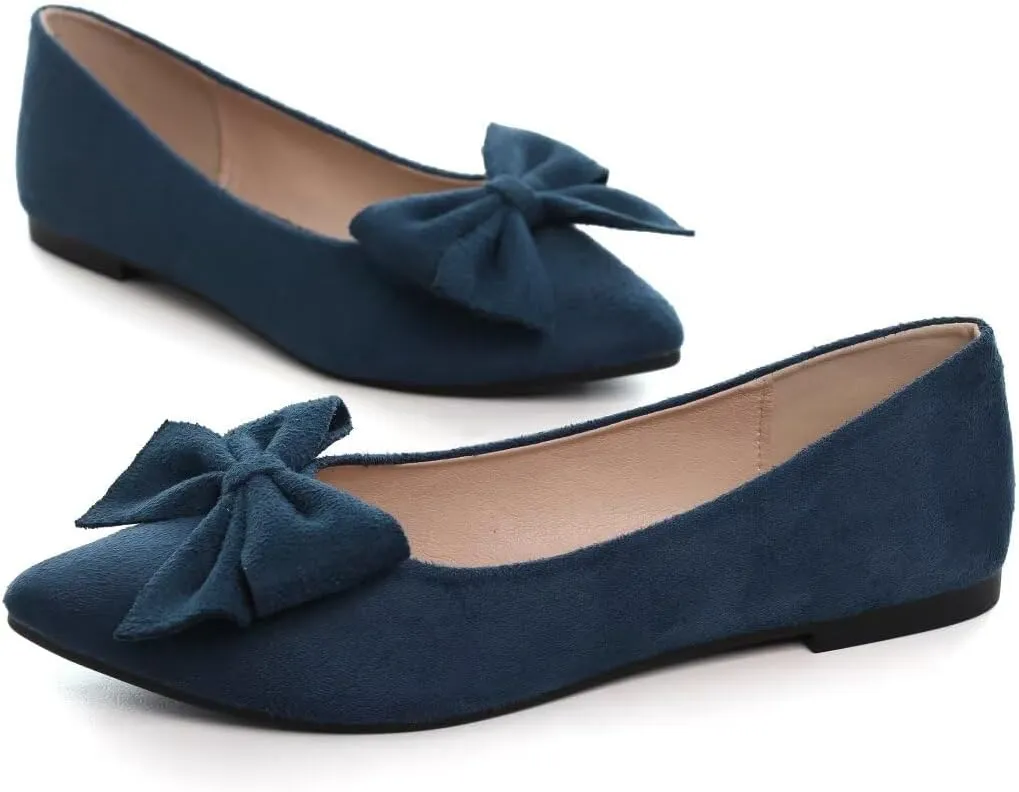 Stunner Womens Flats Fashion Pointed Toe Bowknot Ballet Flats Cute Slip On Dress Flats Comfortable Party Wedding Flats
