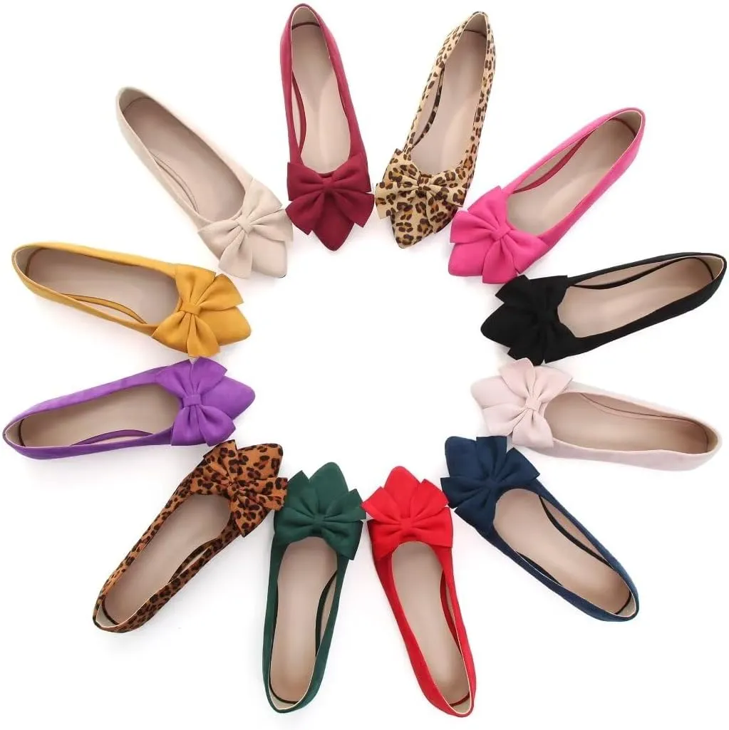 Stunner Womens Flats Fashion Pointed Toe Bowknot Ballet Flats Cute Slip On Dress Flats Comfortable Party Wedding Flats