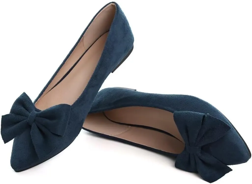 Stunner Womens Flats Fashion Pointed Toe Bowknot Ballet Flats Cute Slip On Dress Flats Comfortable Party Wedding Flats