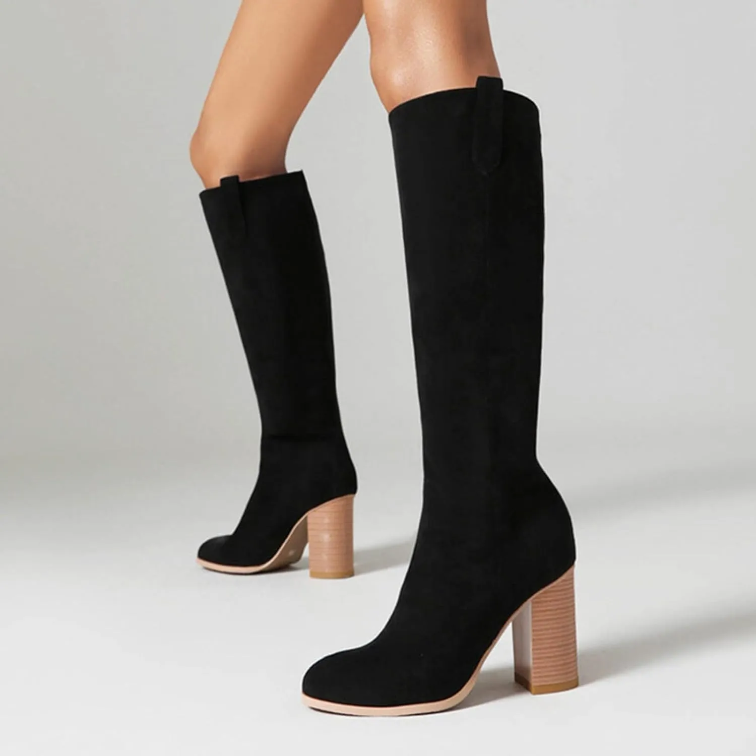 Tall Boots for Women High Boots for Women Suede Boots Women's Thigh High Knee Fashion Boots Block Mid Heel Long Boots