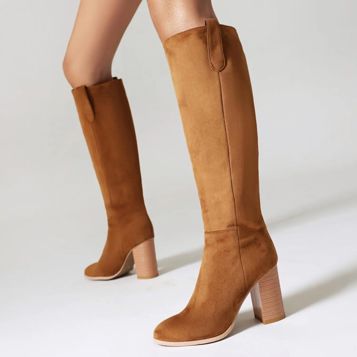 Tall Boots for Women High Boots for Women Suede Boots Women's Thigh High Knee Fashion Boots Block Mid Heel Long Boots