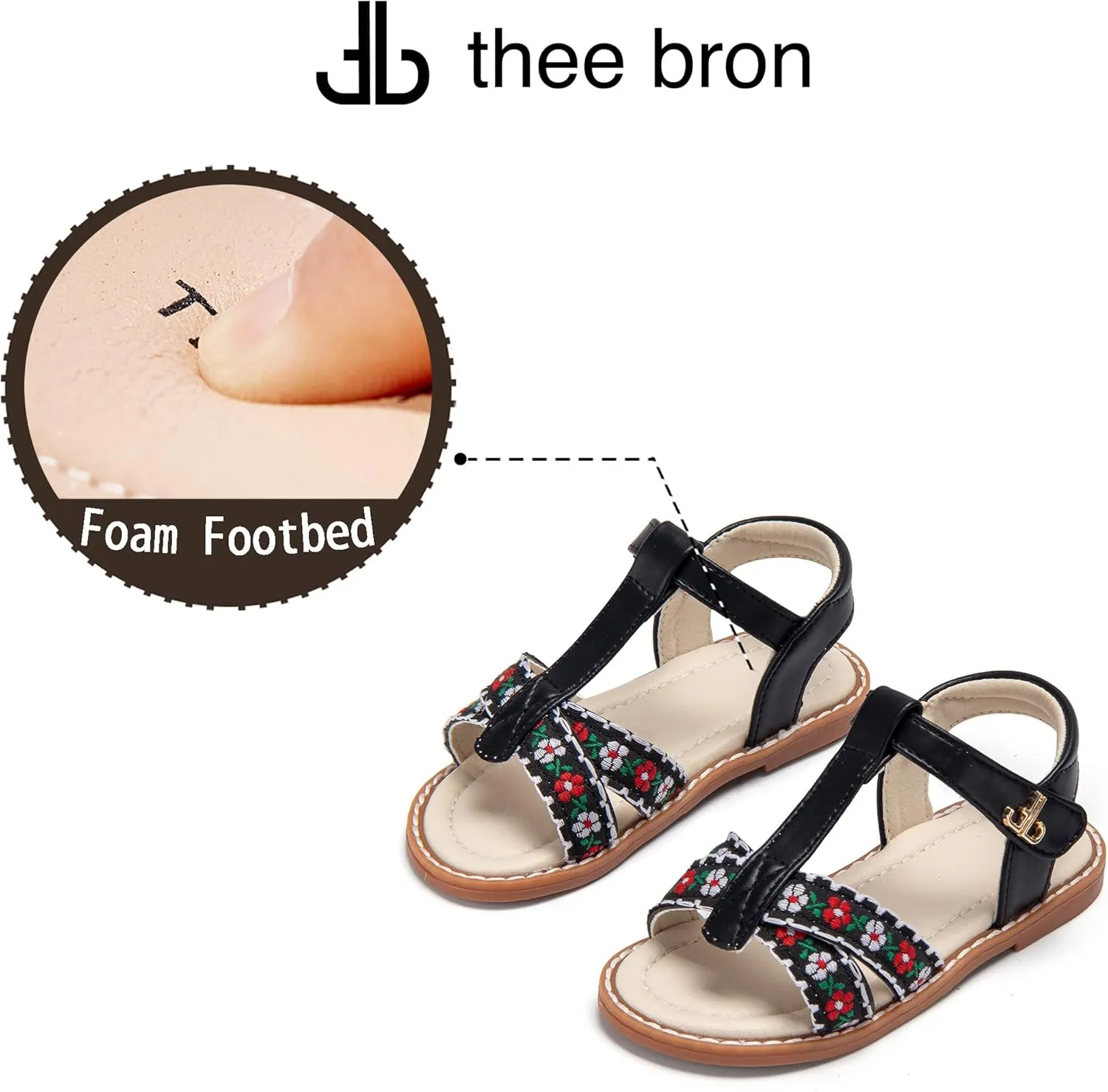 THEE BRON Toddler Girls Gladiator Sandals - Cushioned Comfy Shoes for Princess Summer Play