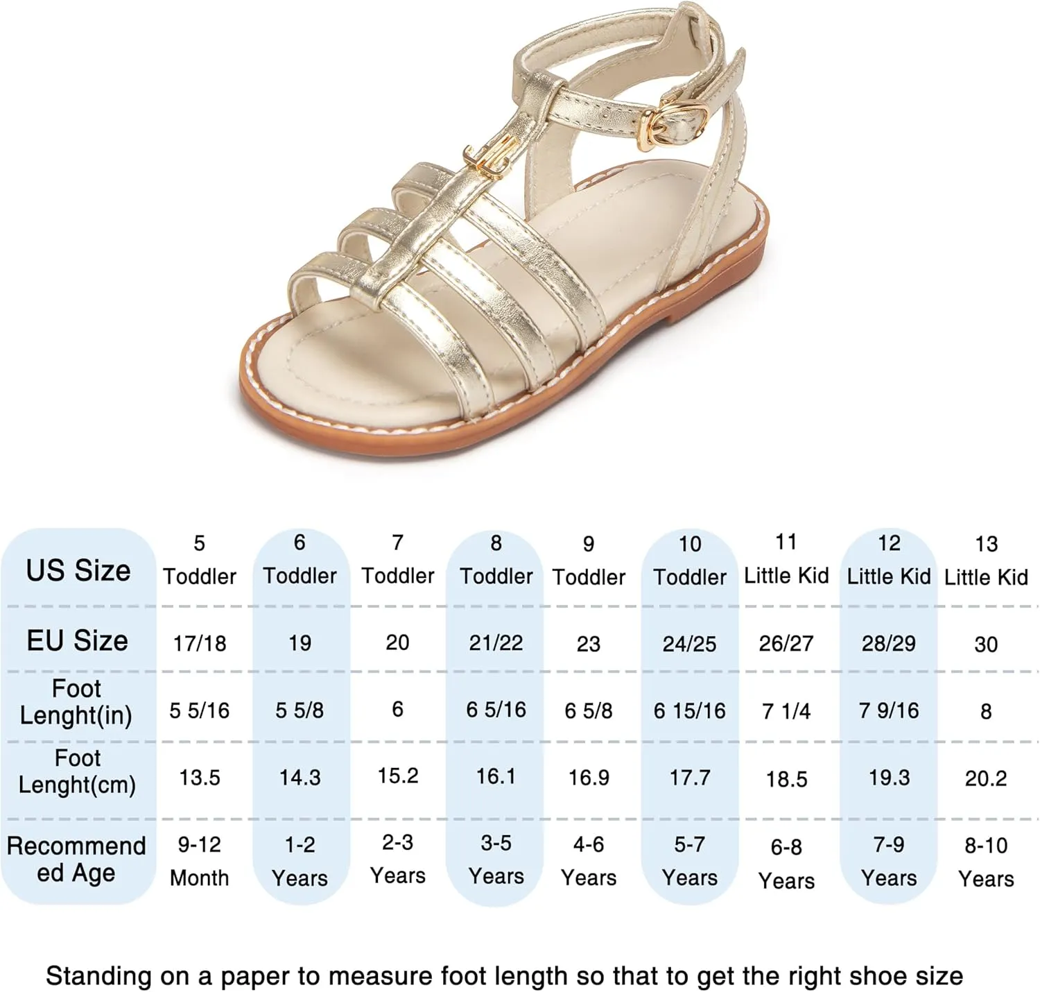 THEE BRON Toddler Girls Gladiator Sandals - Cushioned Comfy Shoes for Princess Summer Play