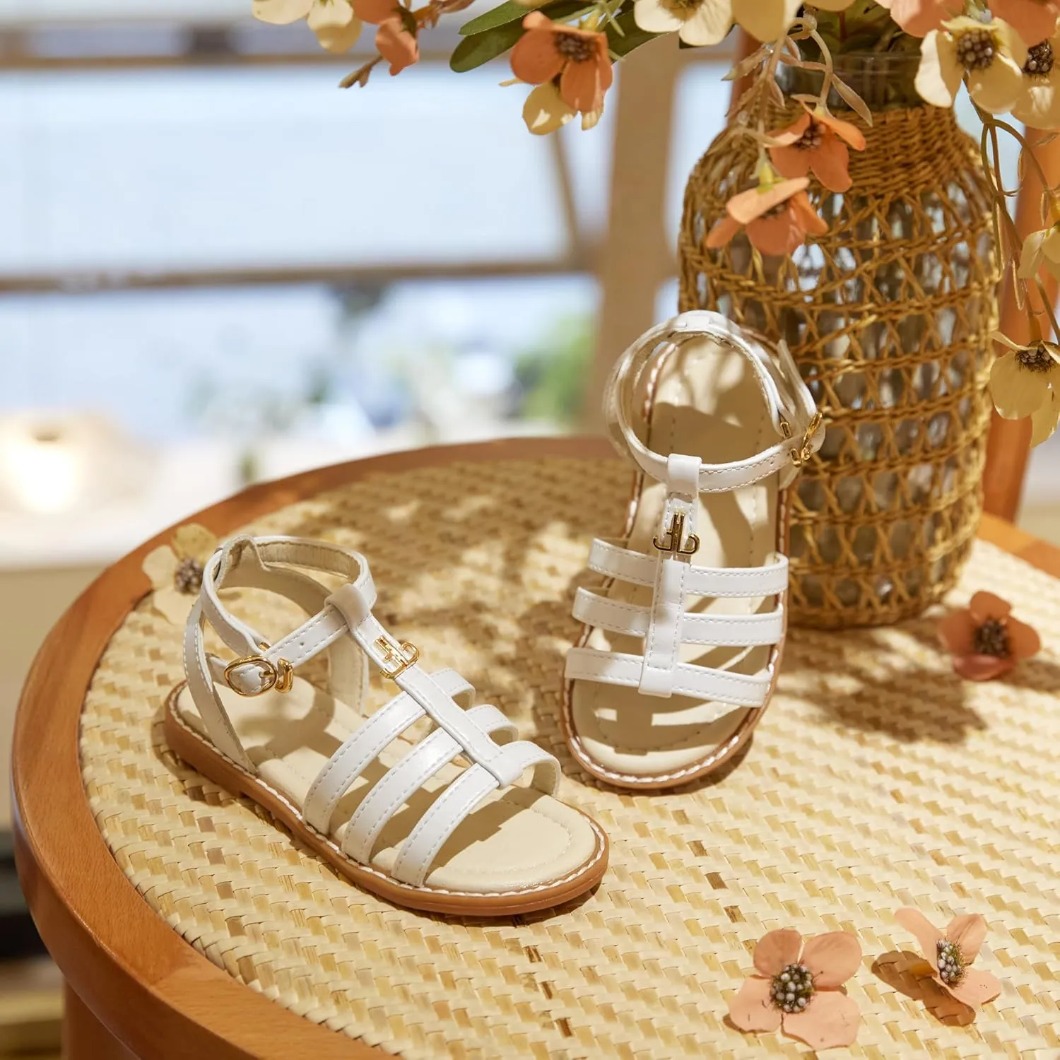 THEE BRON Toddler Girls Gladiator Sandals - Cushioned Comfy Shoes for Princess Summer Play