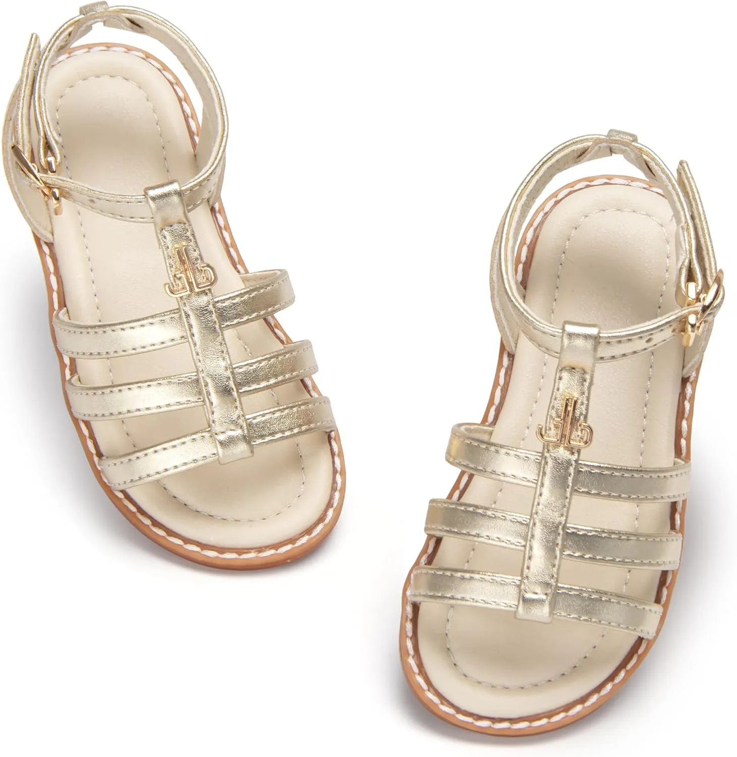 THEE BRON Toddler Girls Gladiator Sandals - Cushioned Comfy Shoes for Princess Summer Play