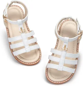 THEE BRON Toddler Girls Gladiator Sandals - Cushioned Comfy Shoes for Princess Summer Play