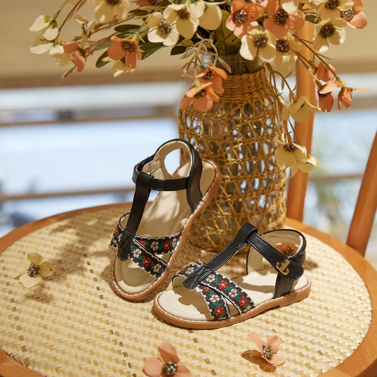 THEE BRON Toddler Girls Gladiator Sandals - Cushioned Comfy Shoes for Princess Summer Play