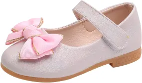 Toddler Girls Mary Jane Ballet Flats Bow Flower Wedding Party Ballerina Dress Shoes Ankle Strap Low Heel Sandal
