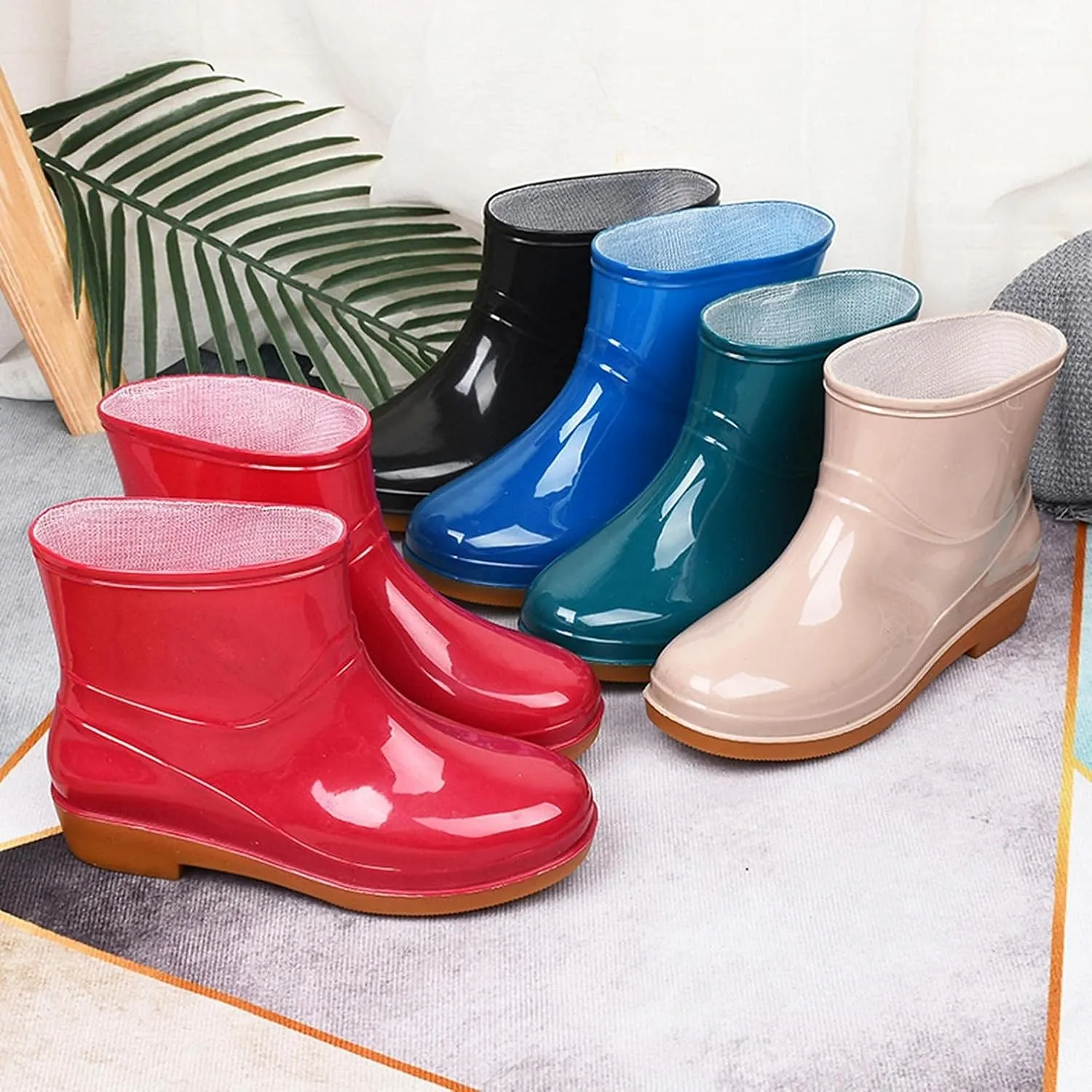 Women Waterproof Rain Boots Work Ankle Boots Rubber Non-slip Garden Shoes Car Wash Footwear for Lawn Care,Gardening