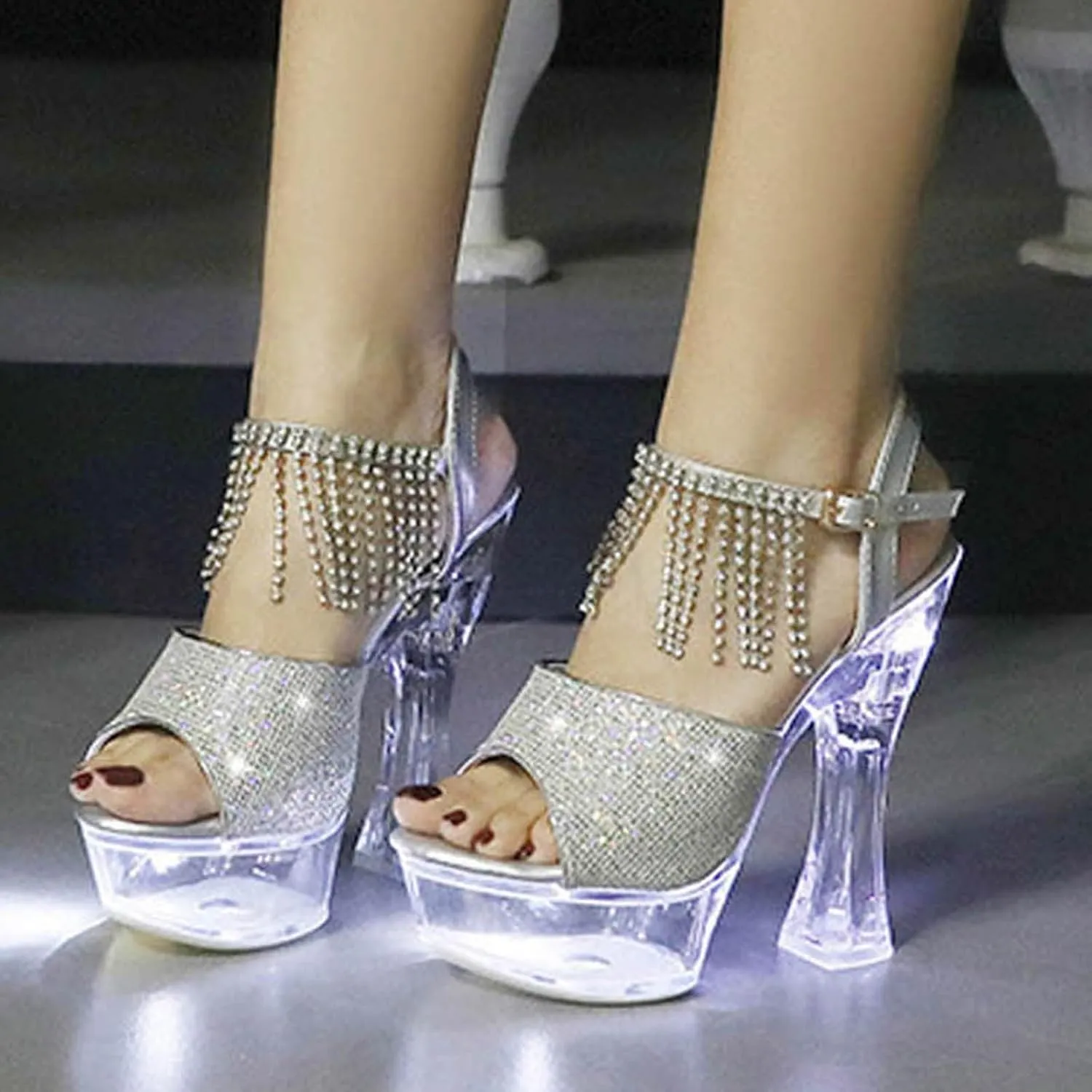 Women'S Chunky Block Heels Open Toe Chunky Heel Sandals High Heel Men Platform Party High Heels Plus Size Unisex