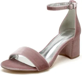 Women's Heels Chunky Block High Heels Wedding Shoes Open Toe Pumps Bride Shoes 6Cm Sandals with Ankle Buckle Strap for Prom Party,Pink,11