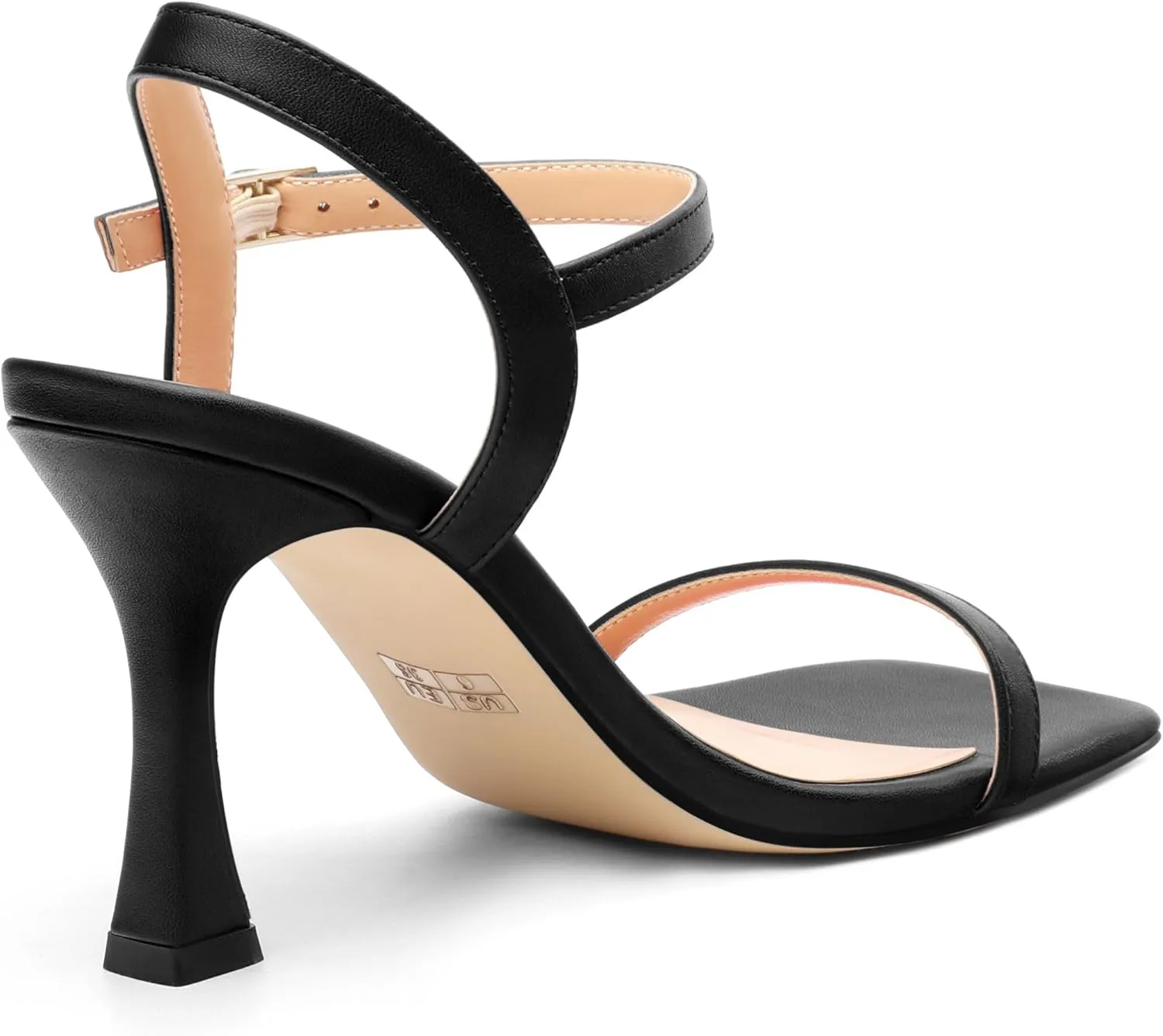 Womens Heels Sandals, Sexy Strappy Stiletto High Heel Sandals for Women Open Square Toe Adjustable Buckle Ankle Strap High Heel Sandals Prom Dress Pumps 3.35 Inch