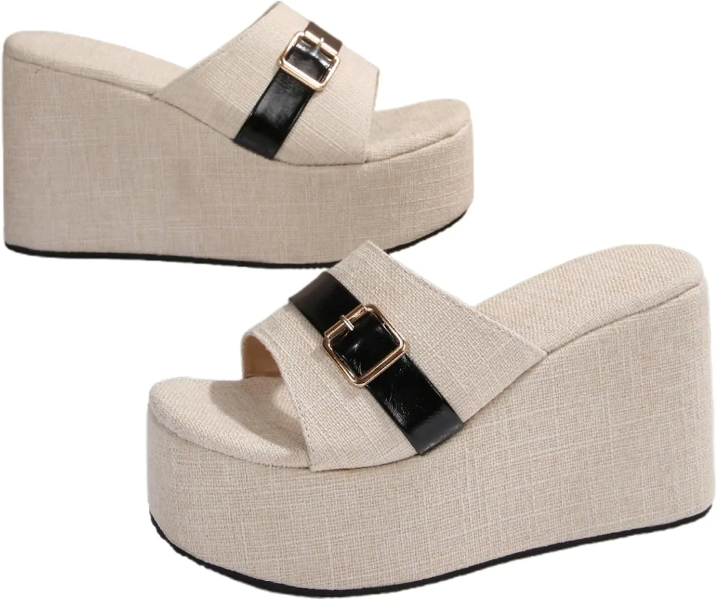 Women's Open Toe High Heel Slide Sandals Comfortable Footbed Summer Fashion Slippers for Dating Vacation Casual Wear